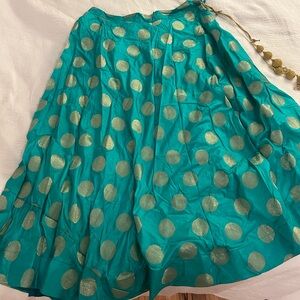 Green/Teal and Gold Indian Skirt